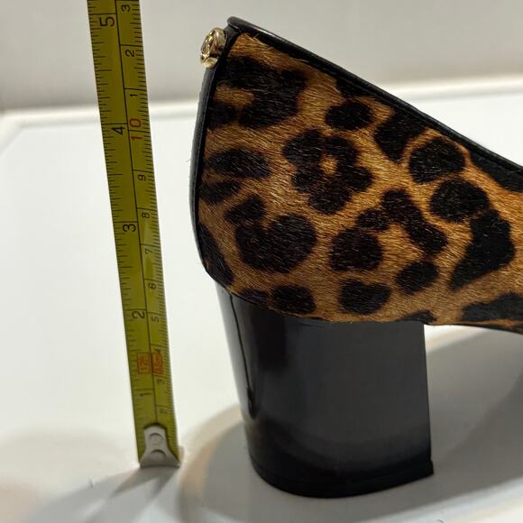 Michael Michael Kors Calf Hair Leopard Print Chunky Heel Pumps Heels Size 8 - Picture 10 of 11